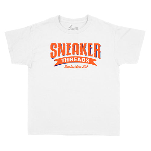 Jordan 3 Knicks Kids sneaker has matching Kids shirts created to match perfectly with Jordan 3 knicks kids sneakers