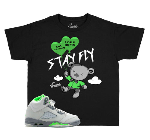Kids jordan 5 green bean sneaker tees