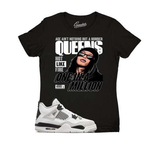 Ladies Jordan 4 military black sneaker tees