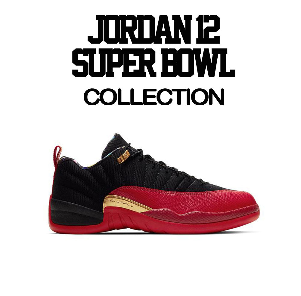 Sneaker sweaters match Jordan retro 12 super bowl retro 12 black red