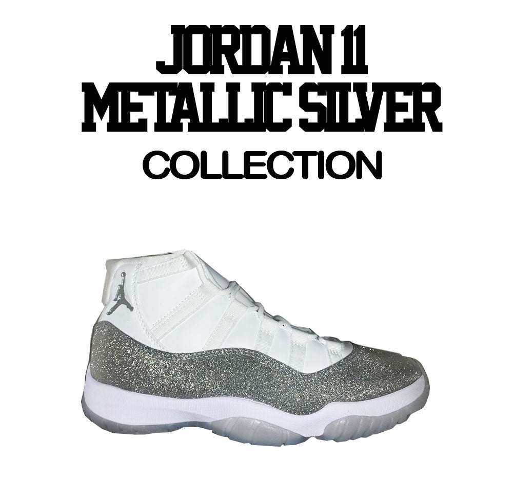 Jordan 11 womens metallic silver sneakers have matching shirts | Jordan 11  WMNS Metallic Silver