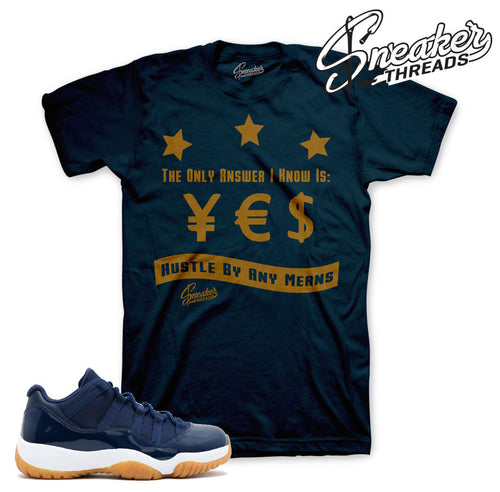 Shirts match Jordan 11 navy retro 11 navy gum sneaker tees.