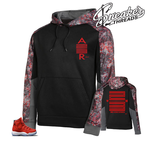 Retro 11 win like 96 camo hoody to match retro 11 Jordan 11 gym red.