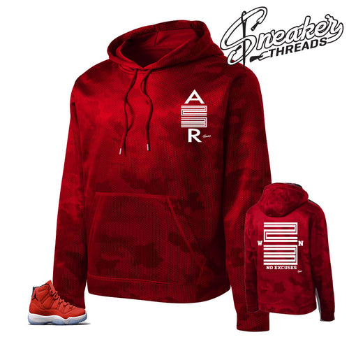Jordan 11 win like 96 camo hoody to match retro 11 gym red.