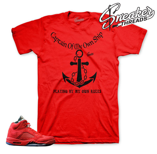 Red suede Jordan 5  shirt match | Red Suede clothing
