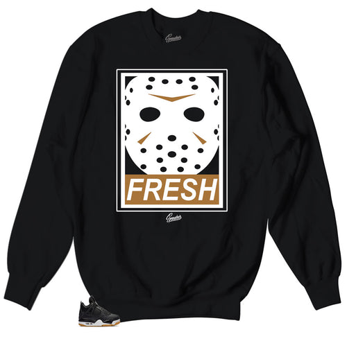 Retro sneaker Jordan 4 black gum match sweater crewneck designed to match Jordan 4 sneaker