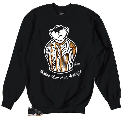 retro shoe Jordan 4 black gum match crewneck sweater designed to match Jordan 4 black gum 