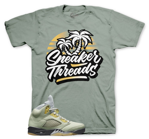 Sneaker tees to match Air Jordan 5  - Green Jade horizon AJ5 shirts.