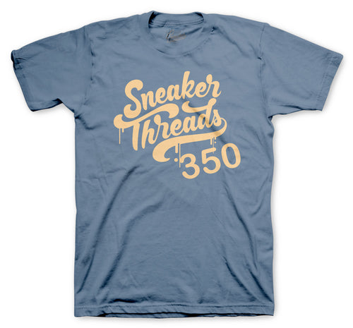 Ash Blue Yeezy 350 sneaker collection matching with mens t shirts