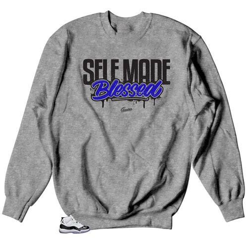 Jordan Concord 11's sneakers matching grey sweater | sneakers Concord Jordan 11's match grey sweater