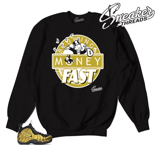 Foamposite metallic gold sweaters. My life sneaker match crew.