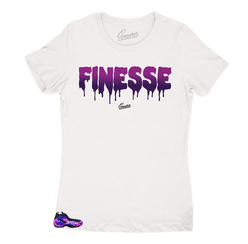 Foamposite camo purple sneaker collections match womens tees designed to match the foamposite camo purple sneakers