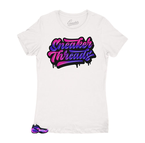 Purple Cam Foamposite has matching womens shirts designed to match the purple camo shoes