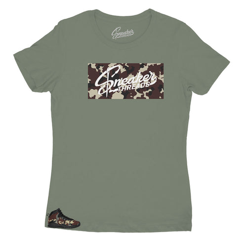 Jordan 10 womens woodland camo sneaker collection matches womens tee perfectly