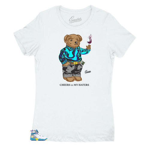 Sneaker tees match Jordan 8 white aqua sneakers