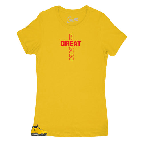 Womens jordan 14 reverse ferrai sneaker tees match shoes.