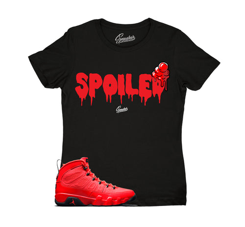 Ladies Jordan 9 chile red tees