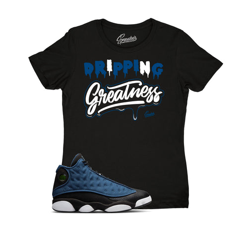 Ladies jordan 13 brave blue navy sneaker tees