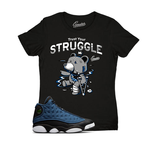 Ladies jordan 13 brave blue navy sneaker tees