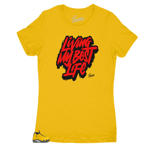 Womens jordan 14 reverse ferrai sneaker tees match shoes.