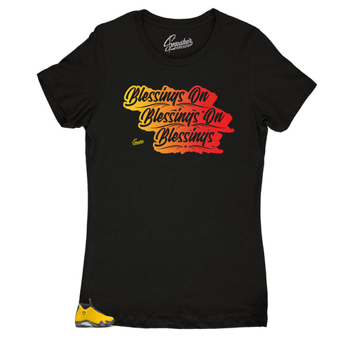 Jordan 14 reverse ferrari  girls and ladies sneaker tees match shoes.