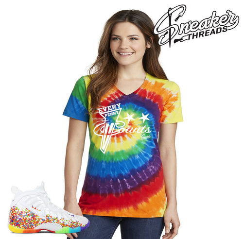 Women's fomaposite fruity pebbles tees match foam sneaker shirt.