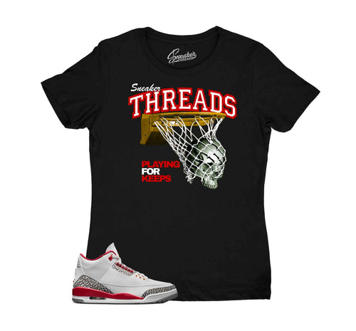 Ladies Jordan 3 Cardinal Red Sneaker Tees