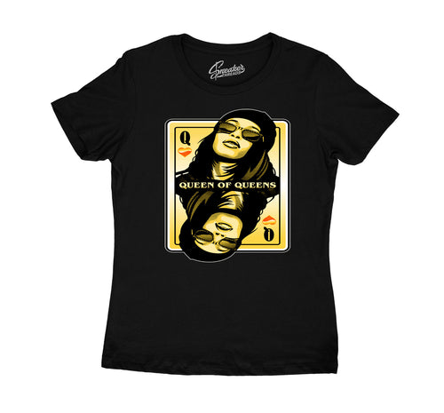Uni Gold Jordan 9 sneaker collection to match with womens tees