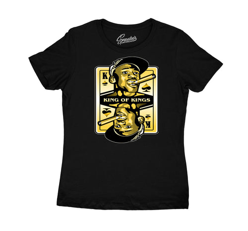 Womens tee collection to match with the sneaker Jordan 9 uni gold sneakers 