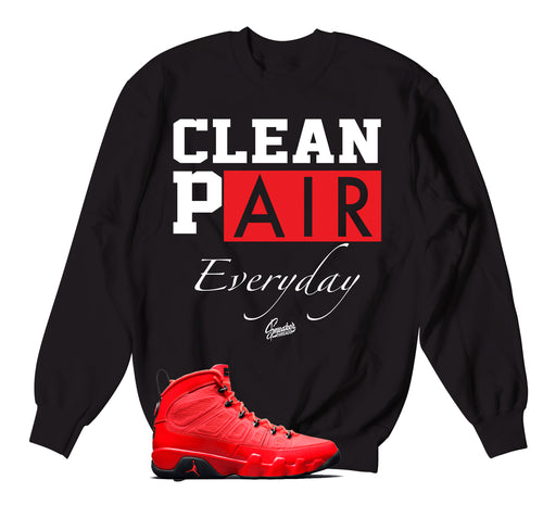 Retro 9 Chile Red Clean Pair Sweater
