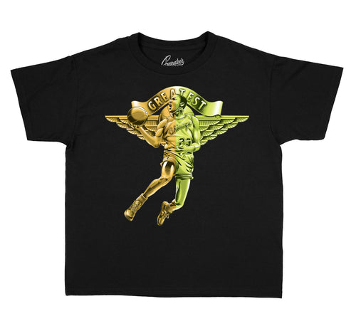 Kids tees to match the Jordan 1 volt gold sneaker collecttion