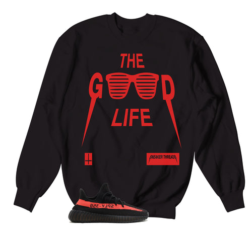 Crewnecks match Yeezy 350 red stripe core black | Matching Crewnecks