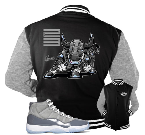 Retro 11 Cool Grey Bull Varsity Jacket