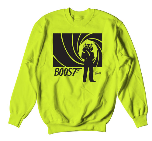 Neon green crewnecks designed to match the yeezy yeezreel sneakers