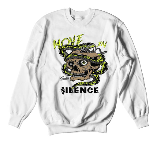 white crewneck designed to match the yeezy 350 yeezreel sneakers